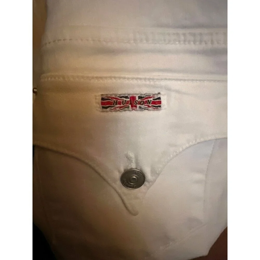 Hudson Bacara Crop Straight Cuffed Jeans Womens Size 26 White Cotton Denim - Picture 8 of 8